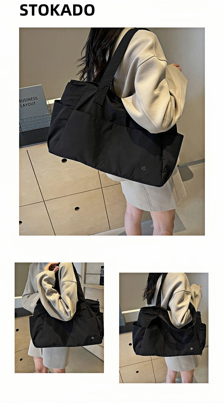 STOKADO Waterproof Minimalist Tote – Large Nylon Shoulder Bag for School & Work E3085