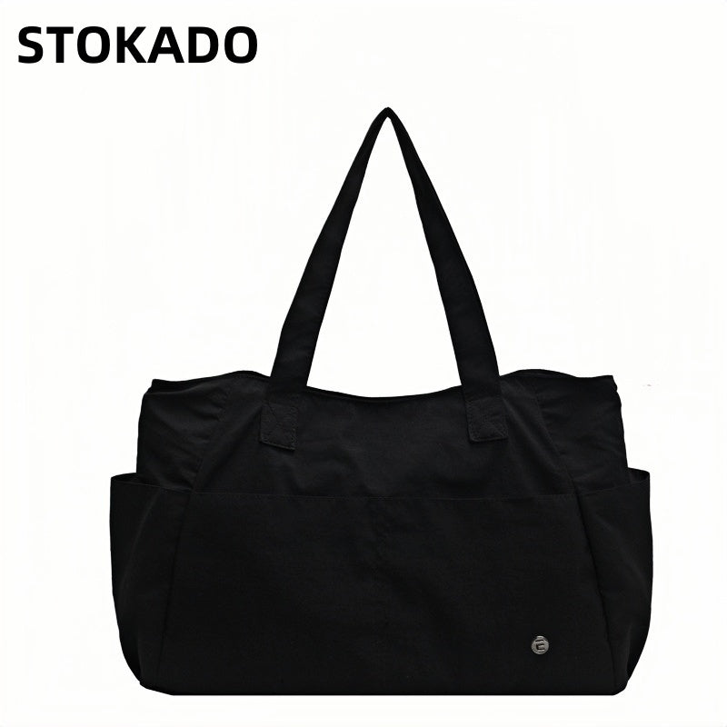 STOKADO Waterproof Minimalist Tote – Large Nylon Shoulder Bag for School & Work E3085