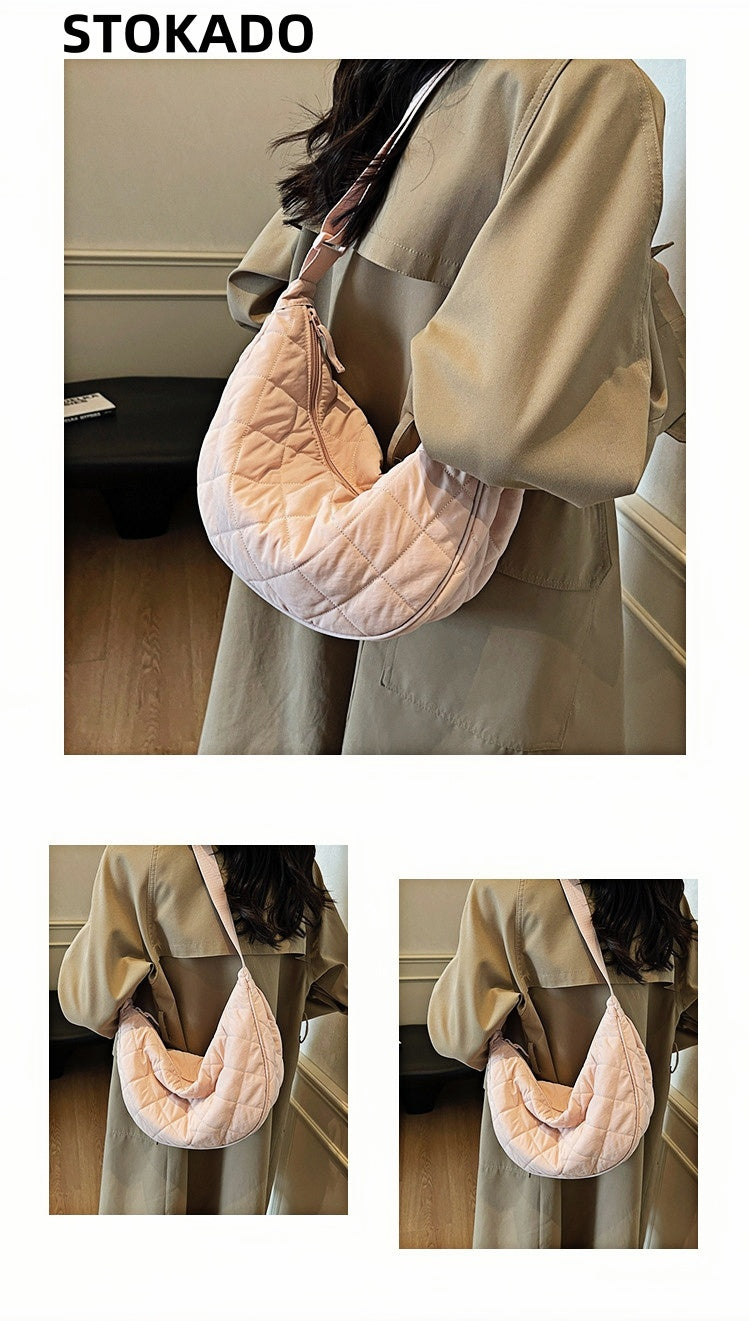 STOKADO Quilted Nylon Crossbody Bag – Lightweight Casual Sling Bag for Daily Unisex Use E3096