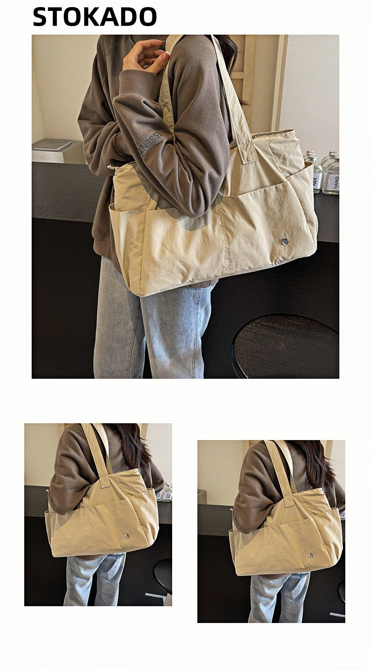 STOKADO Waterproof Minimalist Tote – Large Nylon Shoulder Bag for School & Work E3085