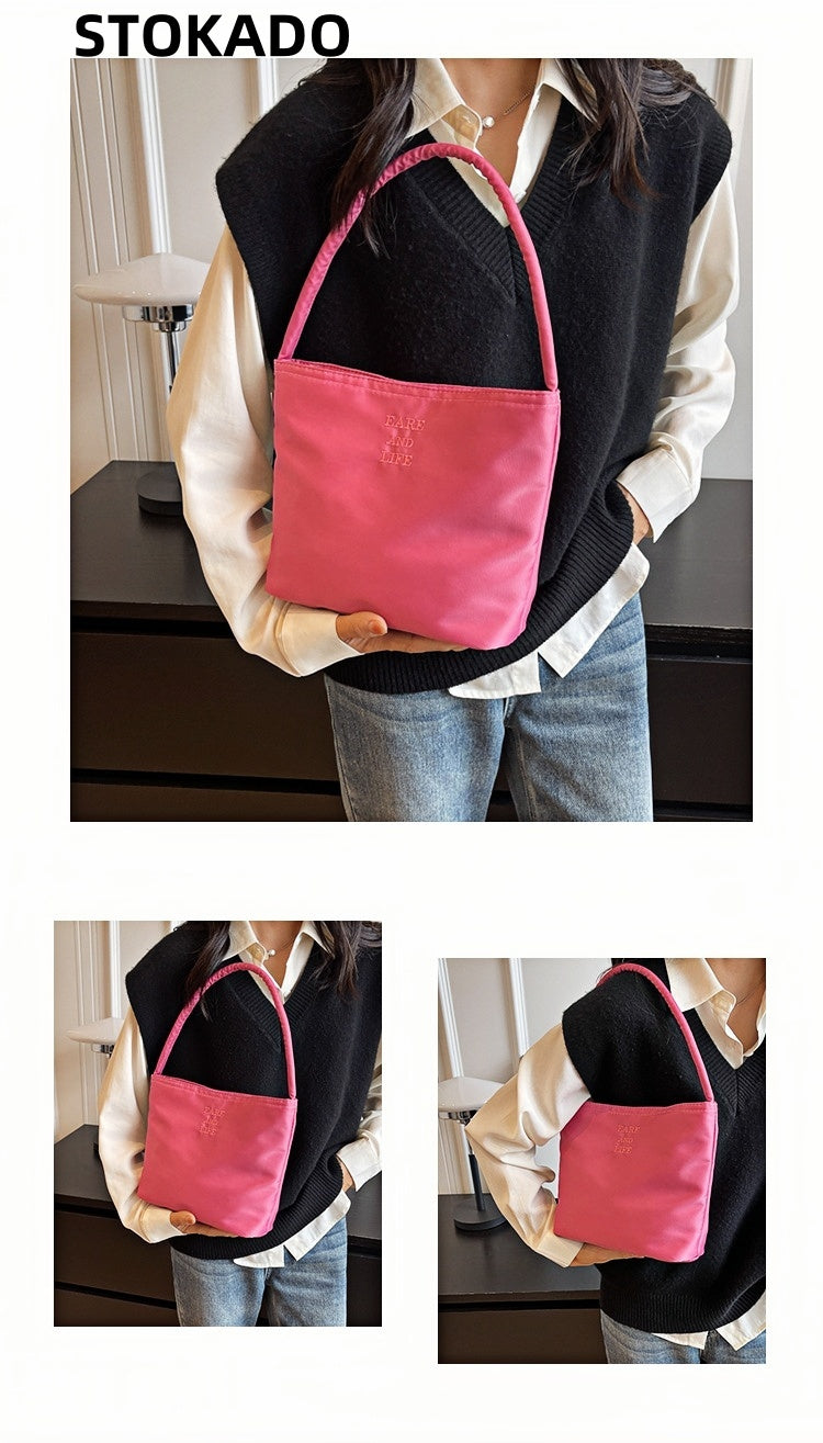 STOKADO Korean Embroidered Bucket Bag Summer Lightweight Nylon Underarm Shoulder Bag E3030