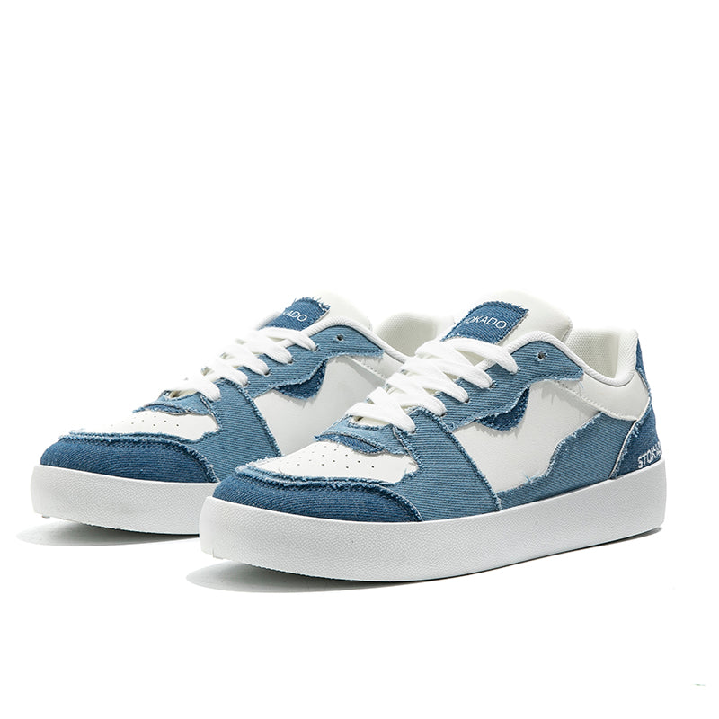 STOKADO Women’s Denim & Faux Leather Platform Sneakers – S902
