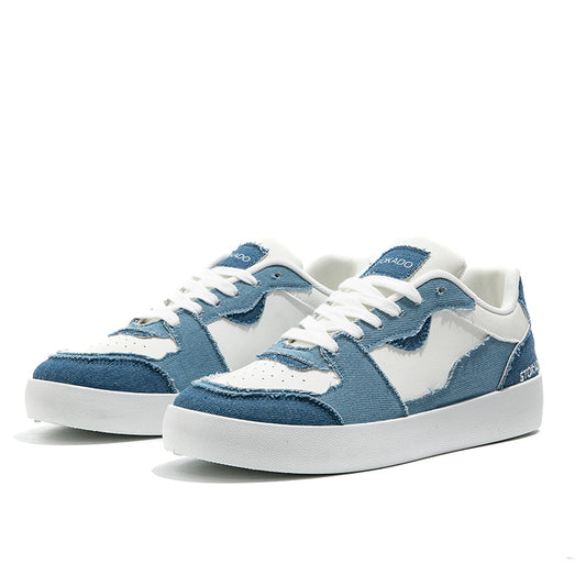 STOKADO Women’s Denim & Faux Leather Platform Sneakers – S902