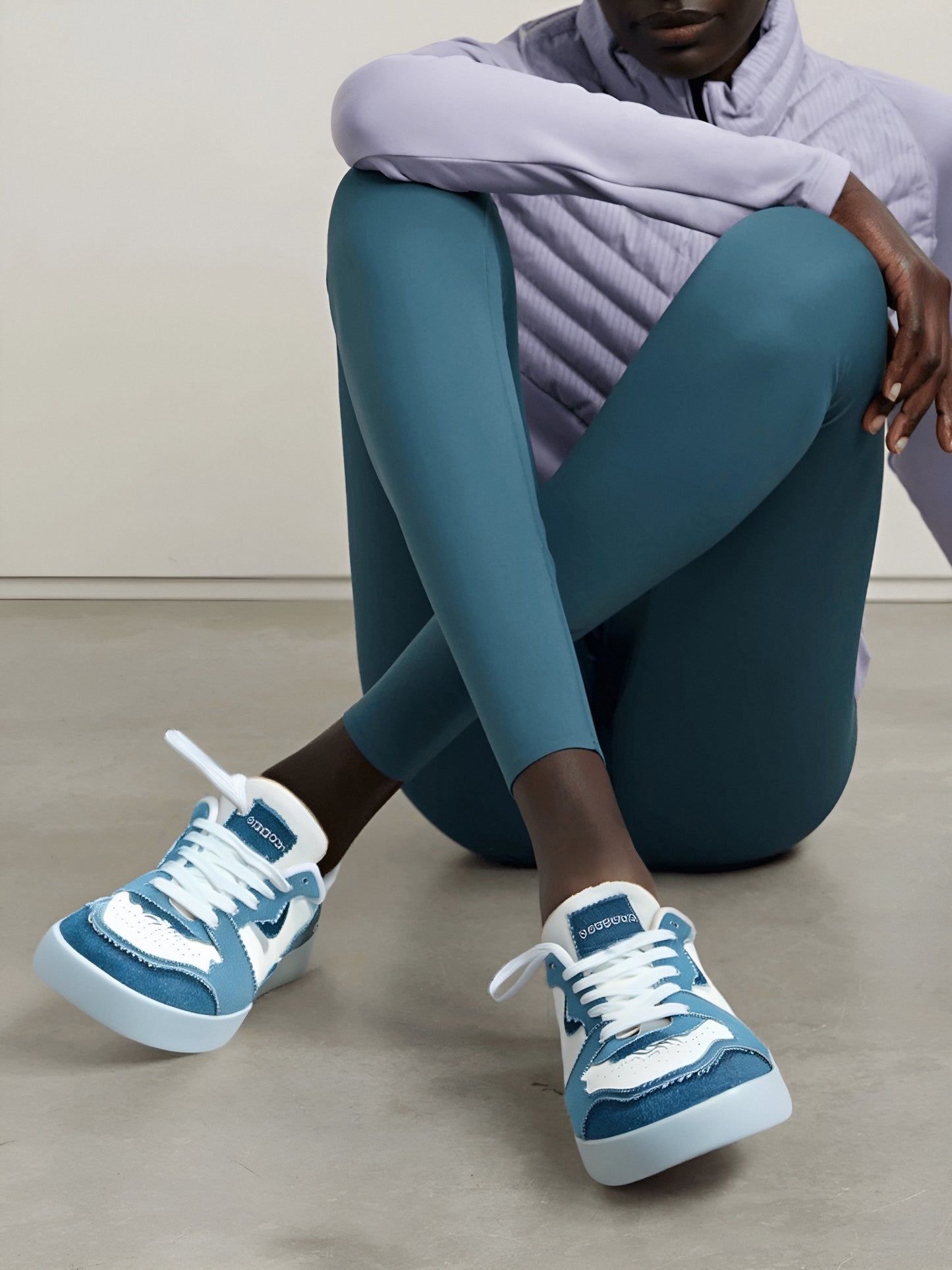 STOKADO Women’s Denim & Faux Leather Platform Sneakers – S902