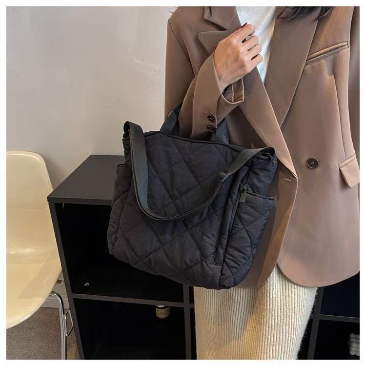STOKADO black large nylon tote with top handles