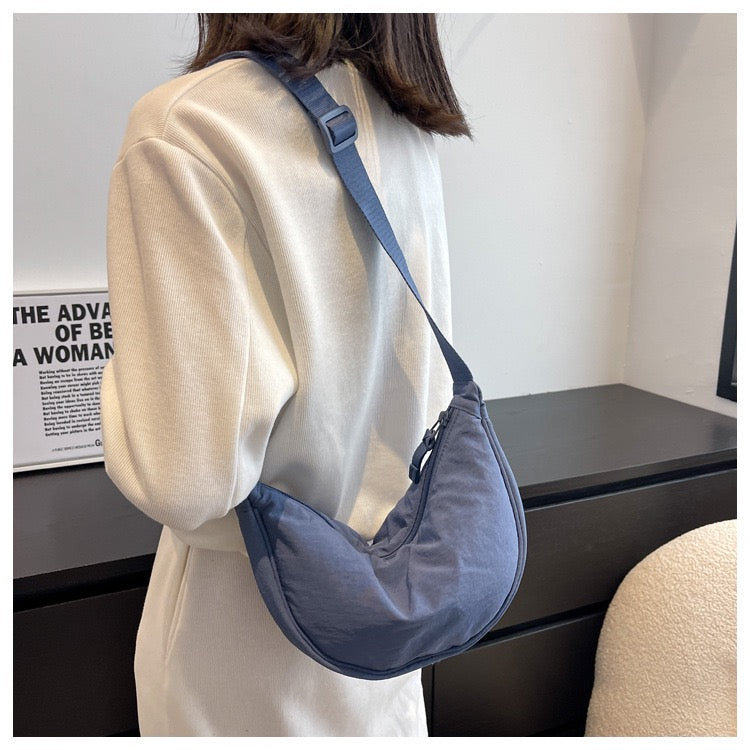 Mist blue canvas mini crossbody bag for daily essentials