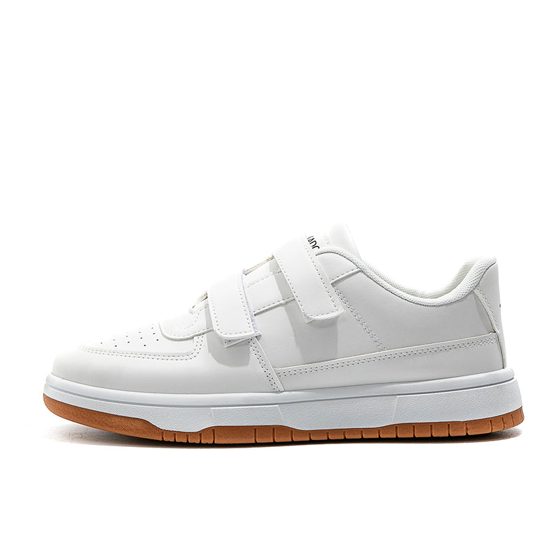 White Velcro Sneakers, Comfortable Casual Shoes for Everyday Wear.