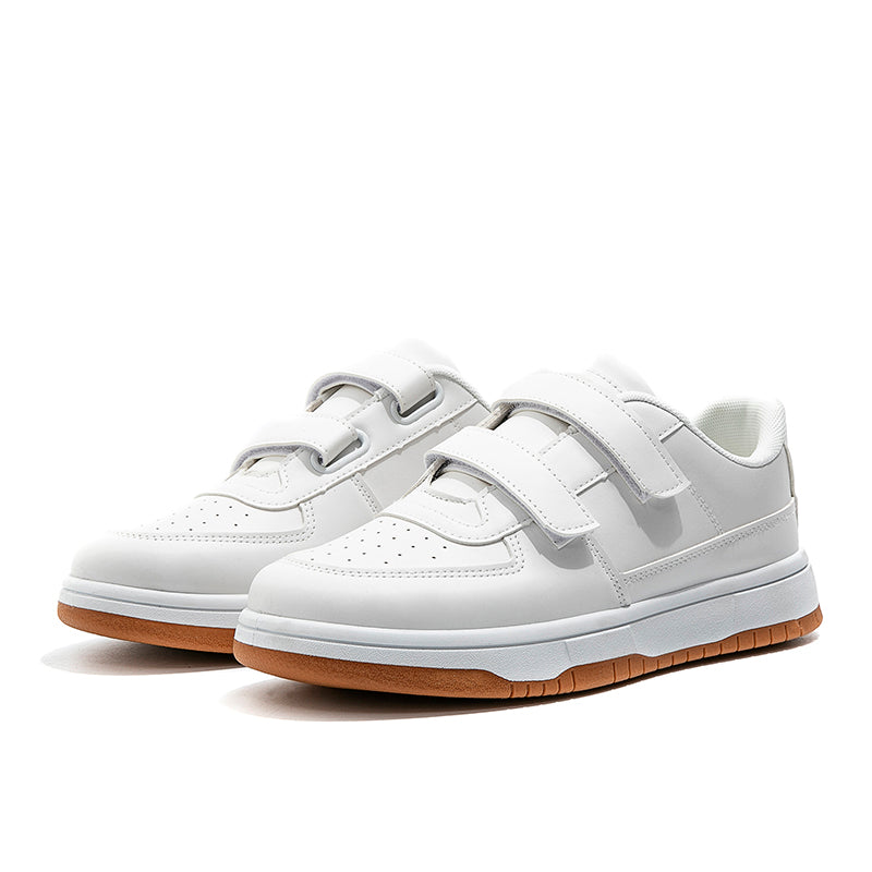 White Velcro Sneakers, Comfortable Casual Shoes for Everyday Wear