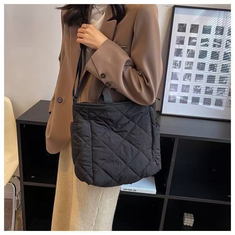 STOKADO Large Nylon Tote Bag – Korean Style Soft Crossbody & Shoulder Bag for Women E2096