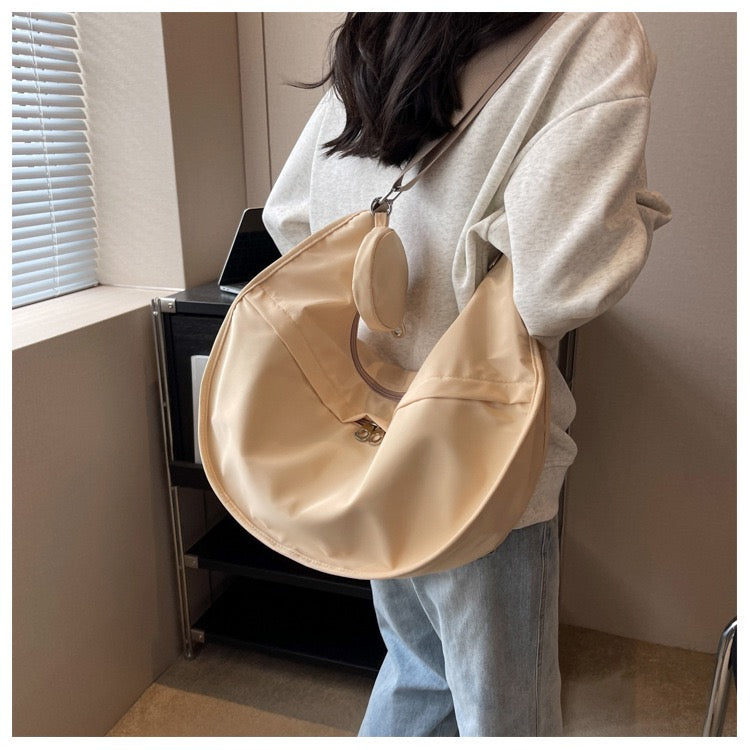 STOKADO Crescent Nylon Crossbody Bag – Lightweight Japanese-Style Commuter Sling E3013
