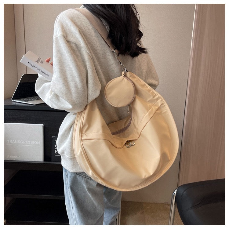 STOKADO Crescent Nylon Crossbody Bag – Lightweight Japanese-Style Commuter Sling E3013