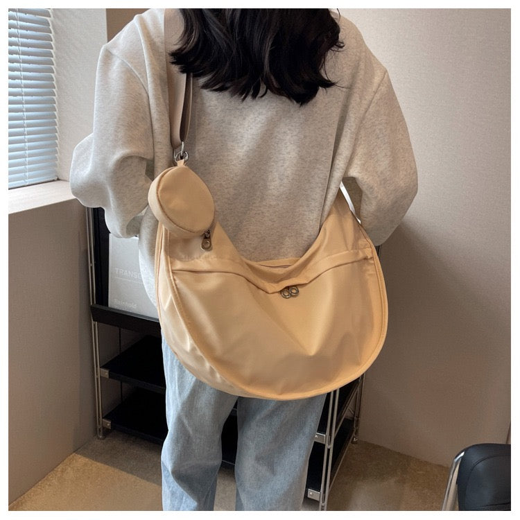 STOKADO Crescent Nylon Crossbody Bag – Lightweight Japanese-Style Commuter Sling E3013