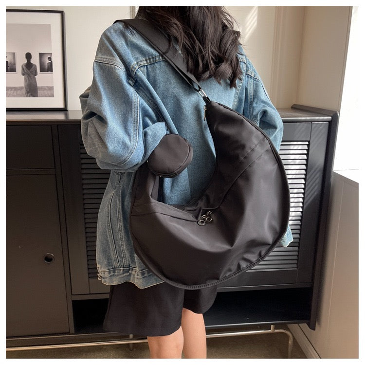 STOKADO Crescent Nylon Crossbody Bag – Lightweight Japanese-Style Commuter Sling E3013