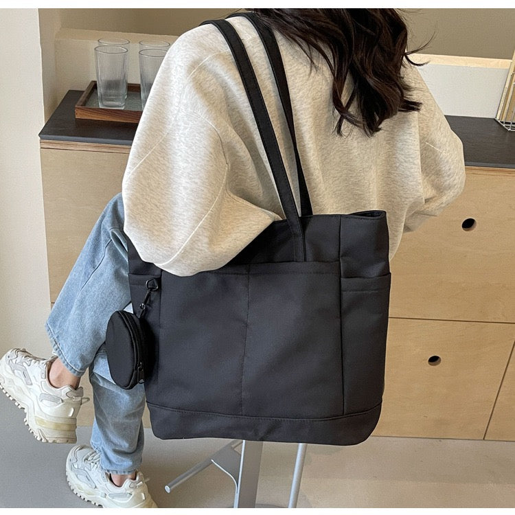 STOKADO Minimalist Waterproof Tote – Large Nylon Shoulder Bag for Work, School & Errands E3064