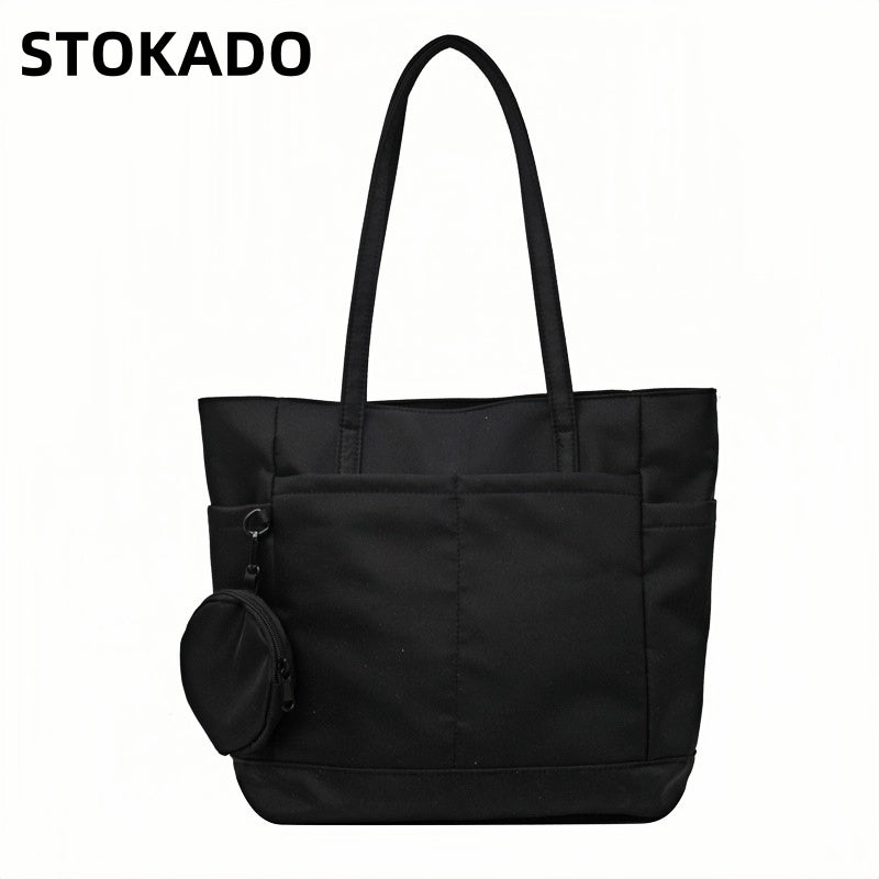STOKADO Minimalist Waterproof Tote – Large Nylon Shoulder Bag for Work, School & Errands E3064
