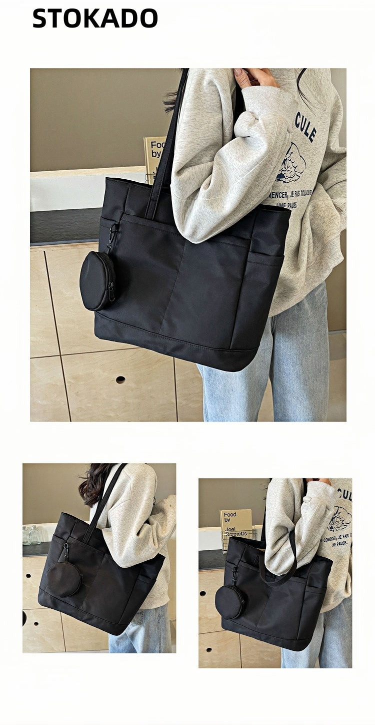 STOKADO Minimalist Waterproof Tote – Large Nylon Shoulder Bag for Work, School & Errands E3064