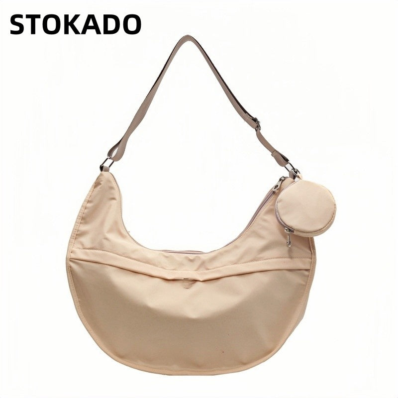 STOKADO Crescent Nylon Crossbody Bag – Lightweight Japanese-Style Commuter Sling E3013