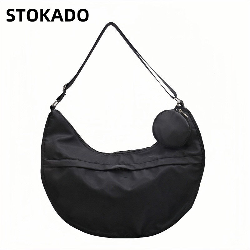 STOKADO Crescent Nylon Crossbody Bag – Lightweight Japanese-Style Commuter Sling E3013