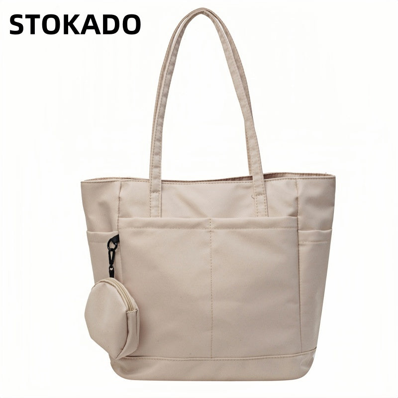 STOKADO Minimalist Waterproof Tote – Large Nylon Shoulder Bag for Work, School & Errands E3064