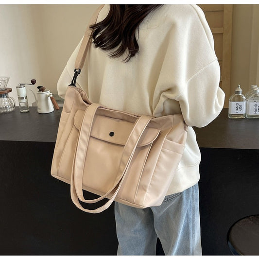 STOKADO beige waterproof tote bag for school or work