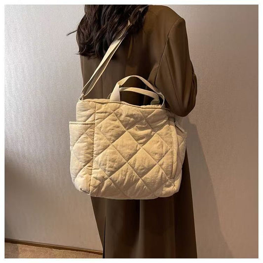 STOKADO off-white tote bag styled with neutral outfit